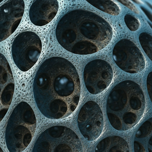 Detailed macro shot of an intricate 3D printed lattice structure showcasing extreme resolution and structural complexity